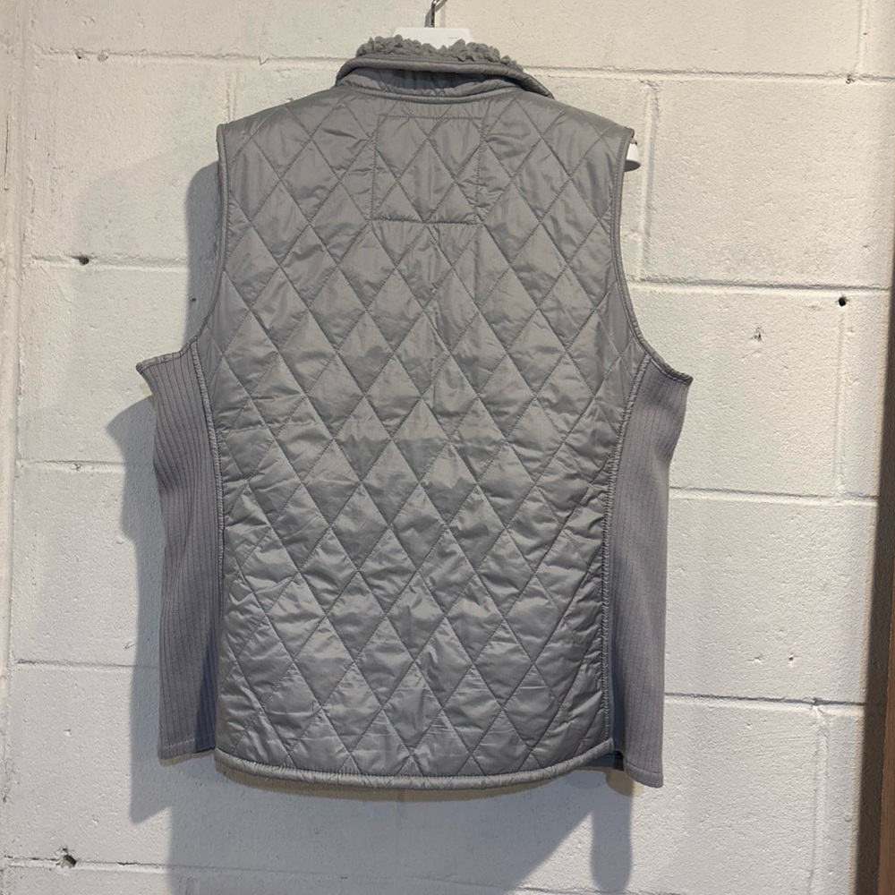 LL Bean women’s gray quilted fleece lined jacket vest size L - Picture 6 of 9